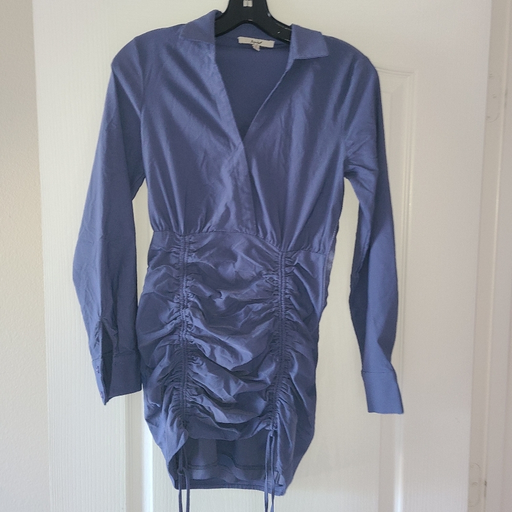 Papaya Dress Mini Ruched Bluish Gray Woman Sz XS